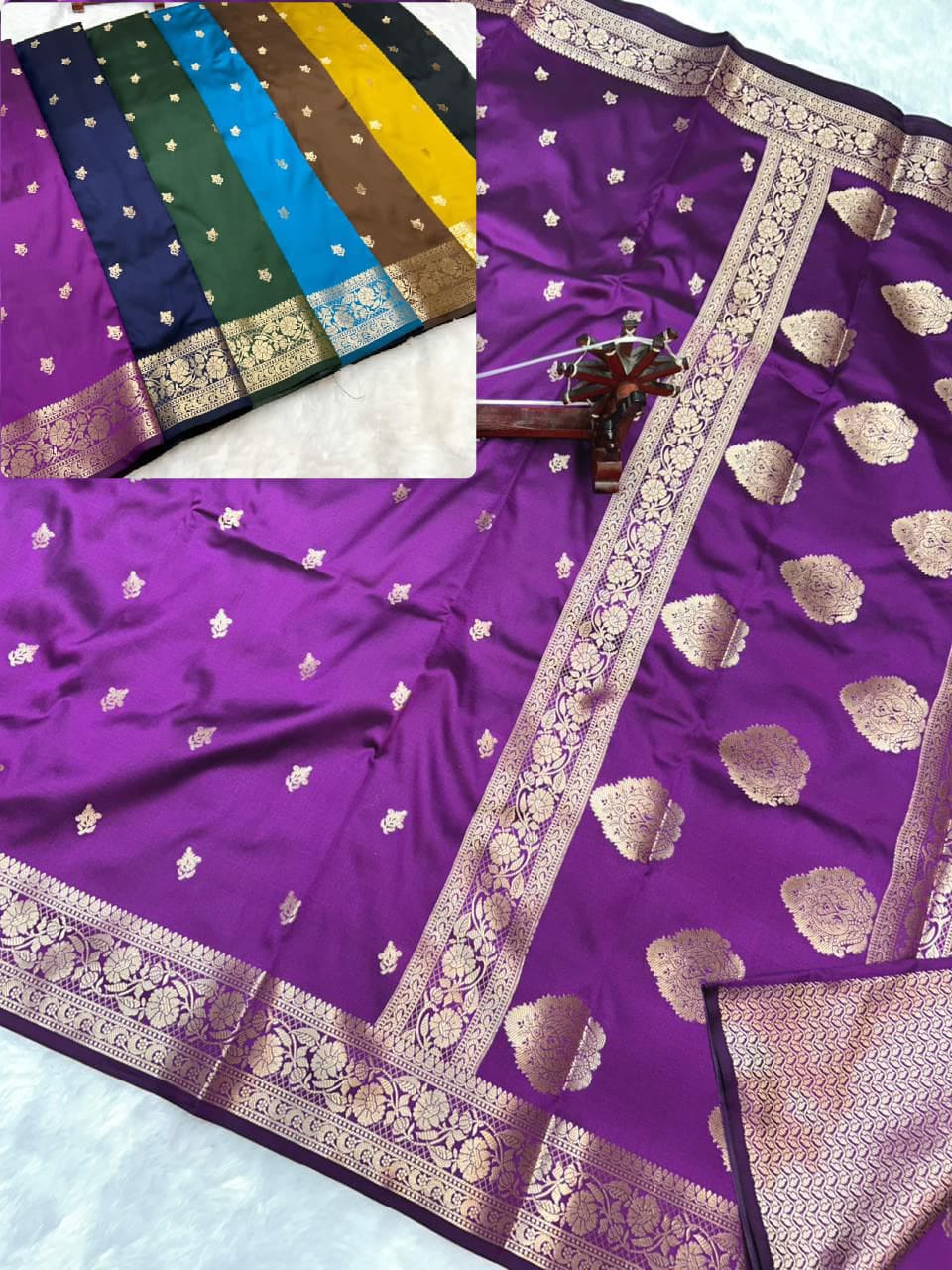  Saree banarsi katan silk by tafta silk shoft allover zari booti rich pallu NFC-102